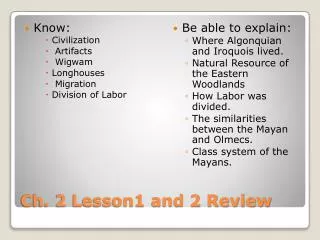 ch 2 lesson1 and 2 review