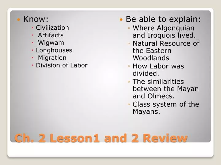 ch 2 lesson1 and 2 review