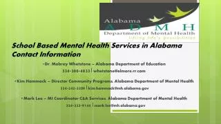 School Based Mental Health Services in Alabama Contact Information