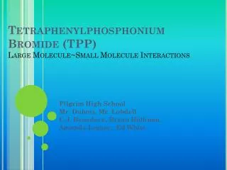 Tetraphenylphosphonium Bromide (TPP) Large Molecule~Small Molecule Interactions