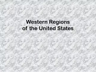 Western Regions of the United States