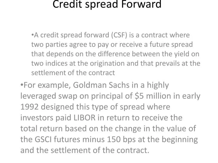 credit spread forward