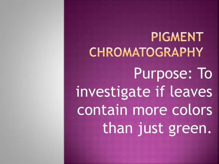 pigment chromatography