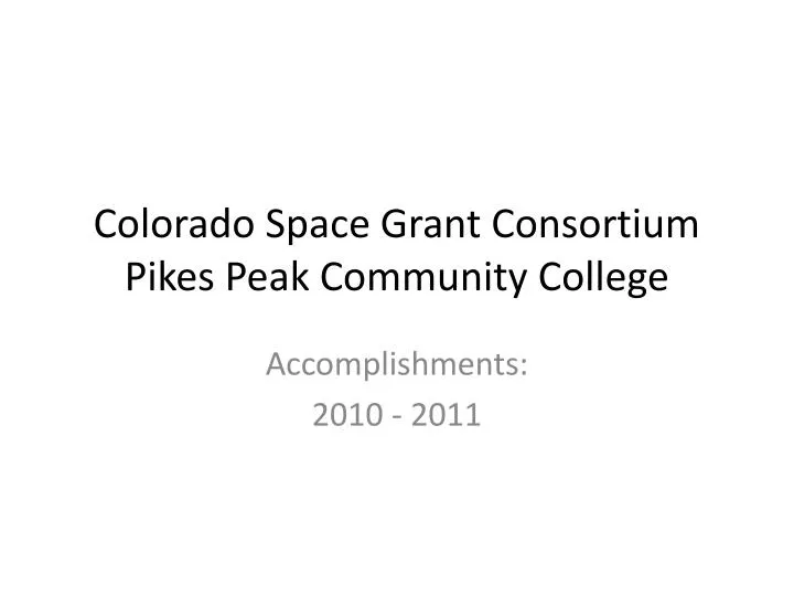 colorado space grant consortium pikes peak community college