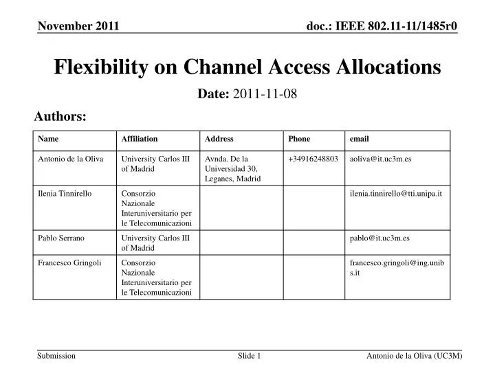 flexibility on channel access allocations