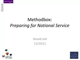 Methodbox: Preparing for National Service