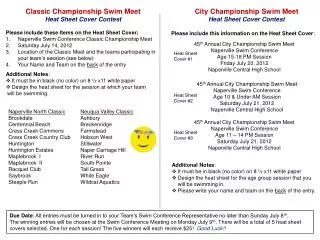 Classic Championship Swim Meet Heat Sheet Cover Contest