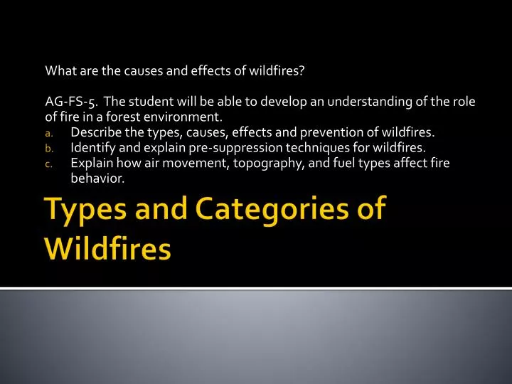 types and categories of wildfires