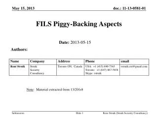 FILS Piggy-Backing Aspects