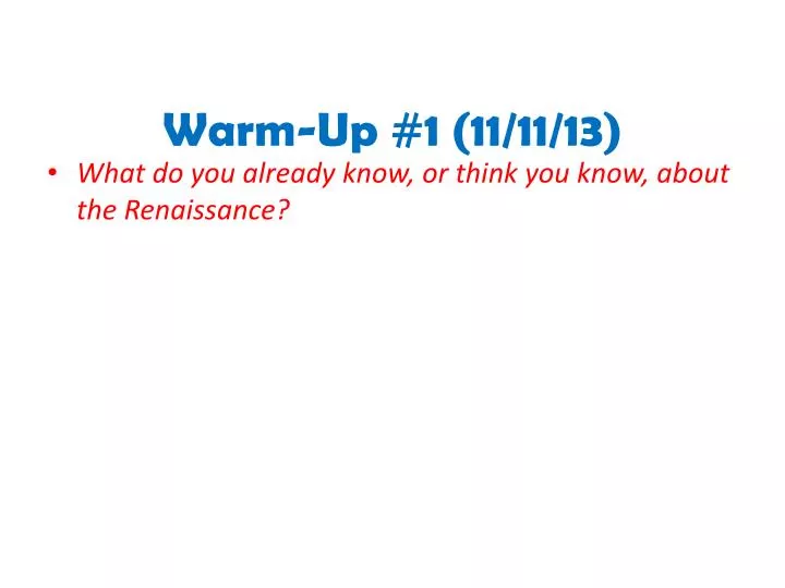 warm up 1 11 11 13