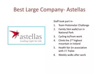 Best Large Company- Astellas