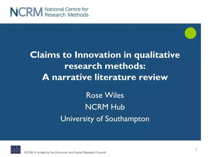 claims to innovation in qualitative research methods a narrative literature review