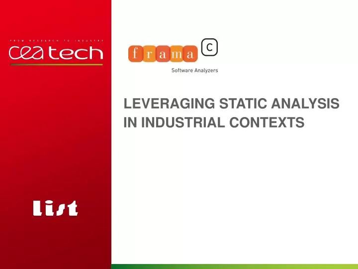 leveraging static analysis in industrial contexts