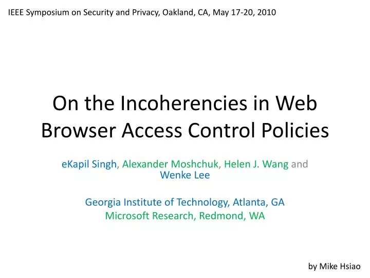 on the incoherencies in web browser access control policies