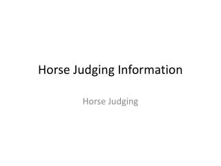 Horse Judging Information