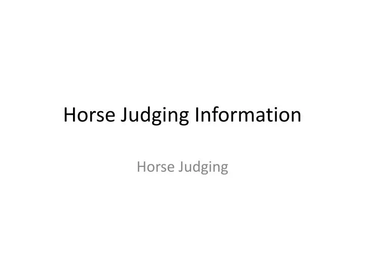 horse judging information