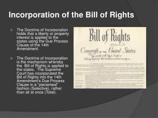 Incorporation of the Bill of Rights