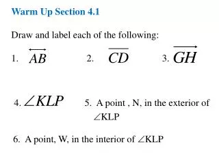 Warm Up Section 4.1 Draw and label each of the following: