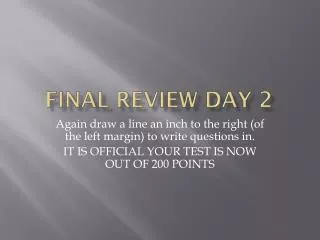 Final Review Day 2