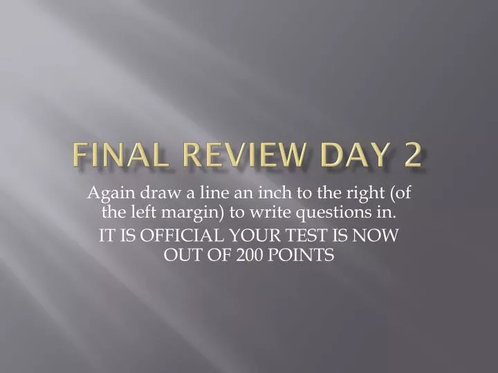 final review day 2