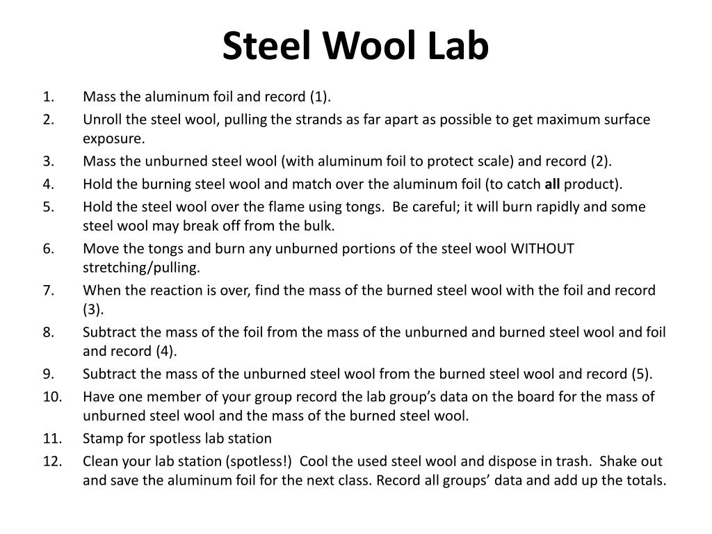 PPT - Steel Wool Lab PowerPoint Presentation, free download - ID:2620610
