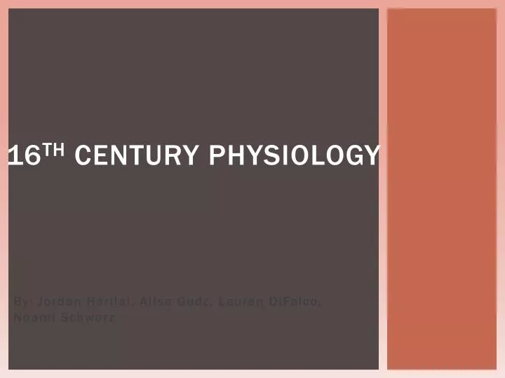 16 th century physiology