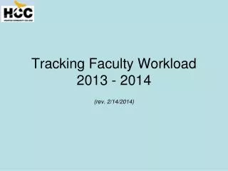 Tracking Faculty Workload 2013 - 2014