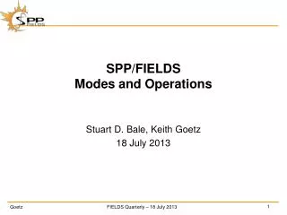 SPP/ FIELDS Modes and Operations