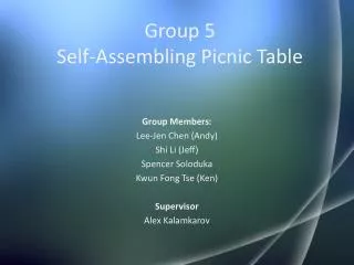 Group 5 Self-Assembling Picnic Table