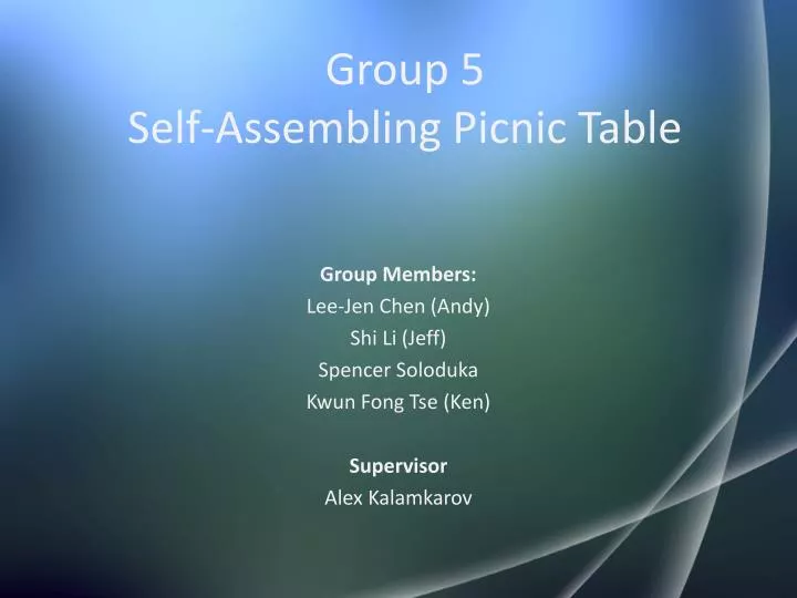 group 5 self assembling picnic table