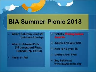 BIA Summer Picnic 2013