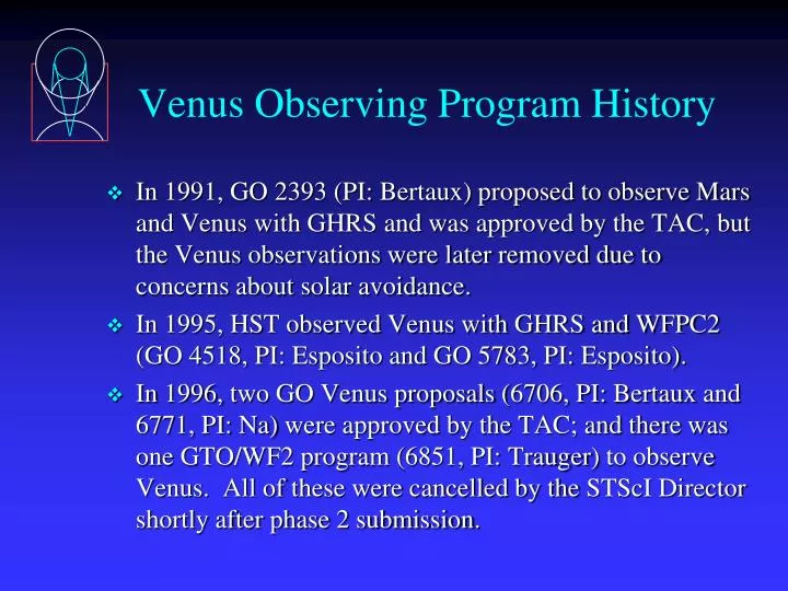 venus observing program history