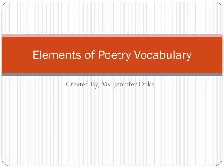 elements of poetry vocabulary