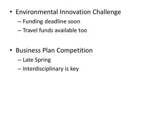 Environmental Innovation Challenge Funding deadline soon Travel funds available too
