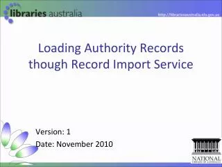 Loading Authority Records though Record Import Service