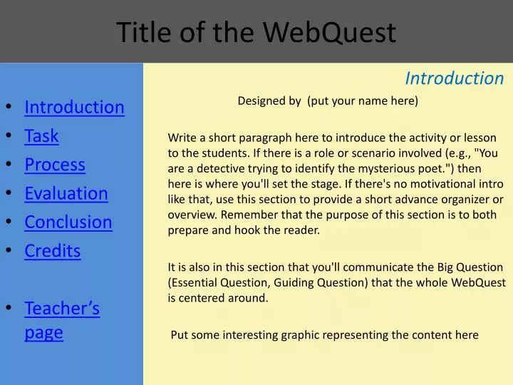 title of the webquest