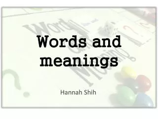 Words and meanings