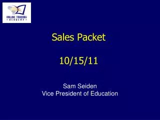 Sales Packet 10/15/11