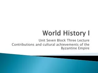 World History I