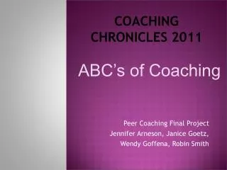 Coaching Chronicles 2011