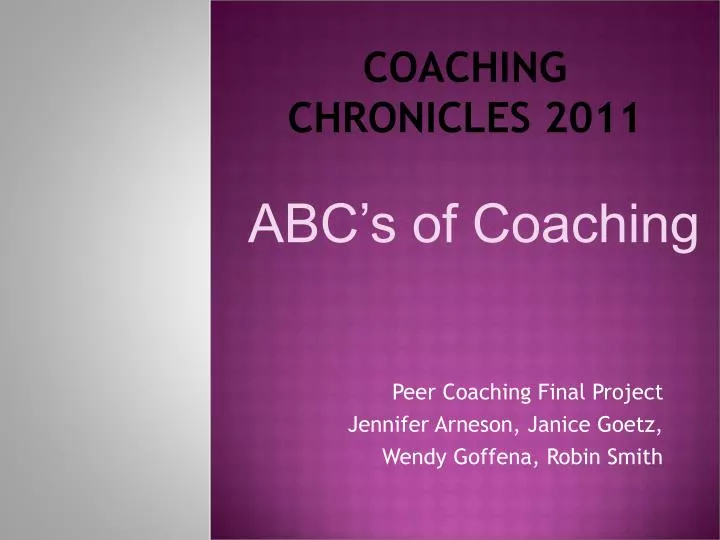 coaching chronicles 2011