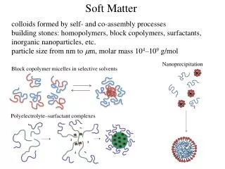 Soft Matter c olloids formed by self- and co-assembly processes