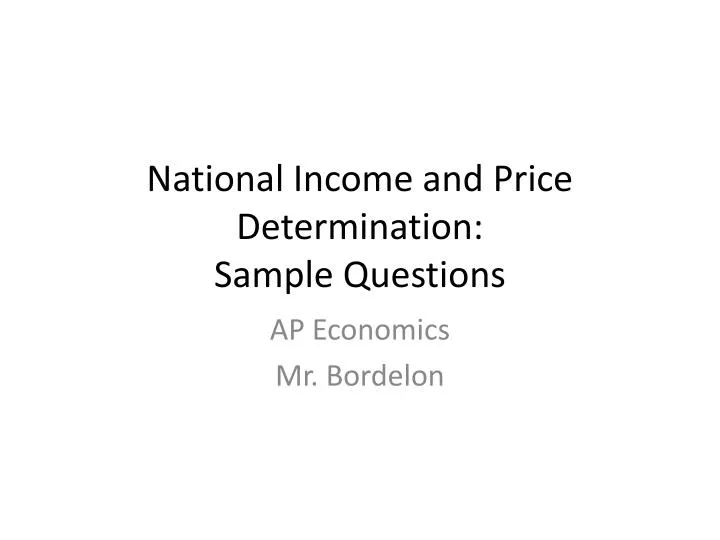 national income and price determination sample questions