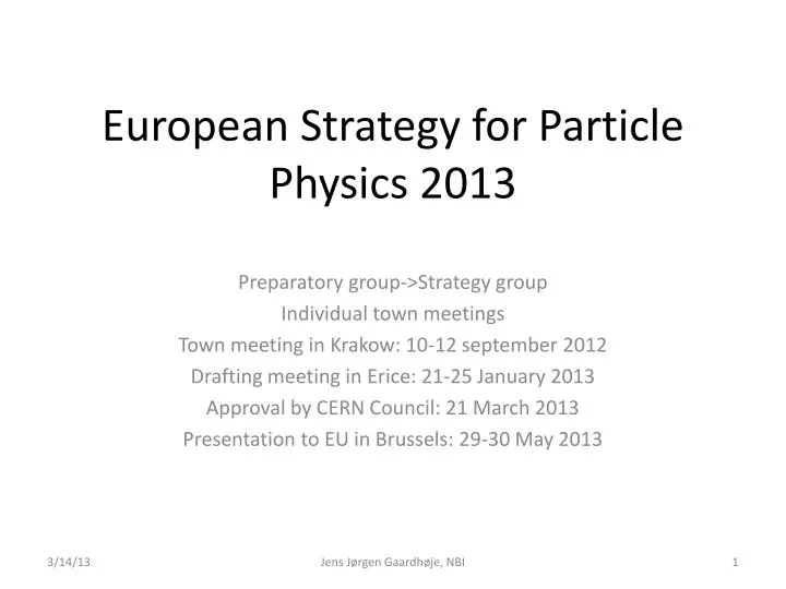 european strategy for particle physics 2013