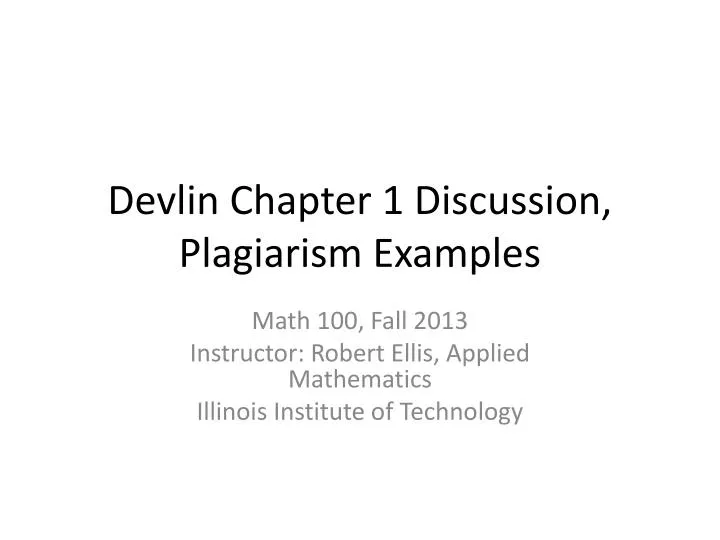devlin chapter 1 discussion plagiarism examples
