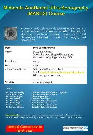 Midlands AnoRectal Ultra- Sonography (MARUS) Course