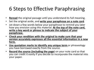 6 Steps to Effective Paraphrasing