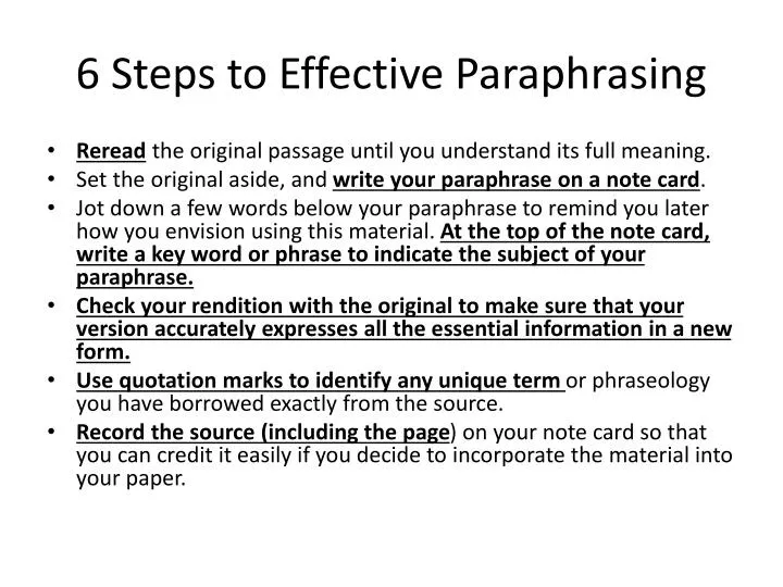 6 steps to effective paraphrasing