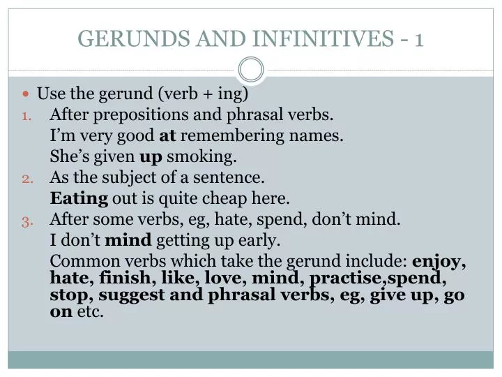 gerunds and infinitives 1