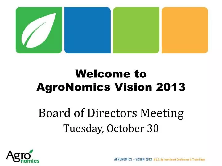 welcome to agronomics vision 2013